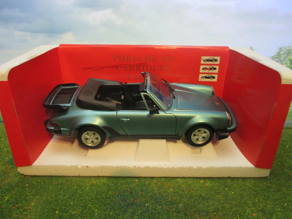1/16 Porsche 930 911 Cabrio Turbo Polistil Groen-Metallic, Ophalen of Verzenden, Zo goed als nieuw, Overige merken
