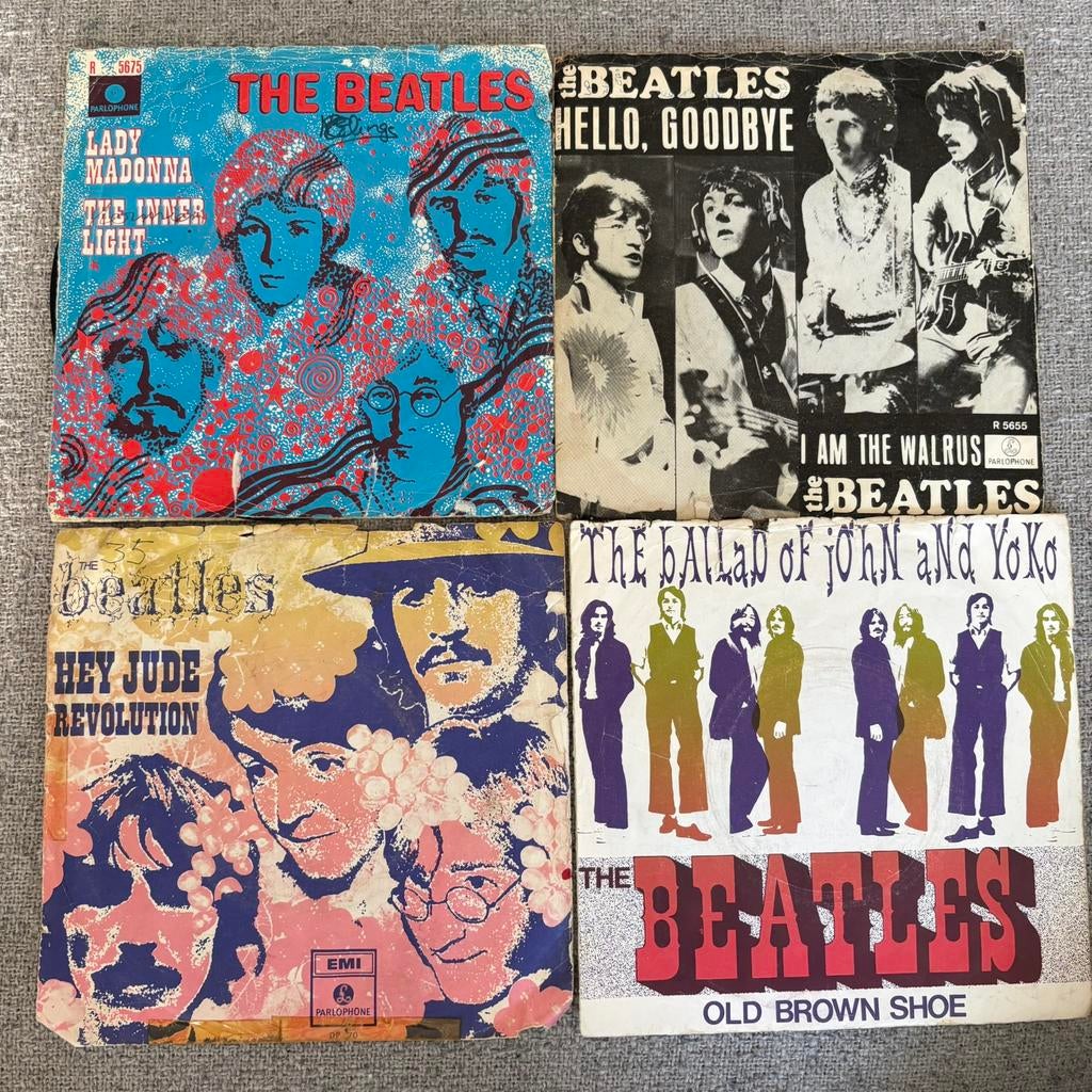 Vinyl single verzameling The Beatles (4 stuks), Ophalen of Verzenden, Gebruikt, Pop