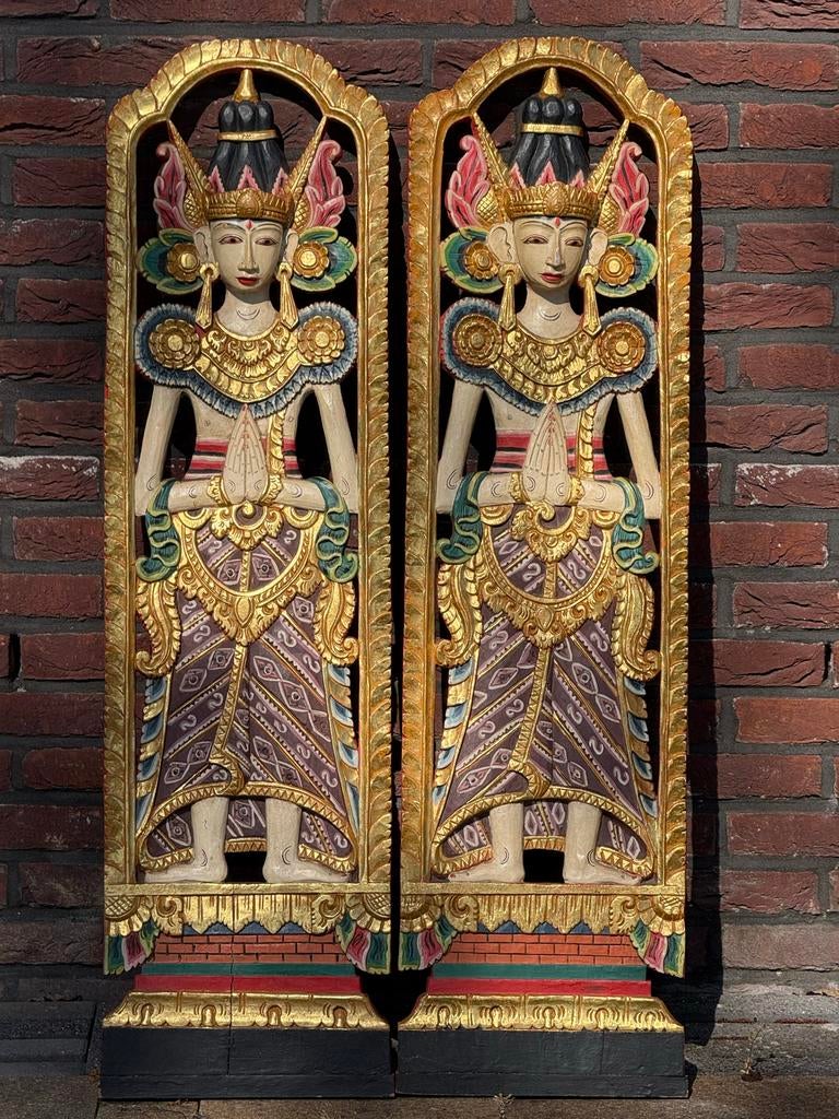 Balinese Houten Panelen - Handgesneden Kunst, Ophalen of Verzenden