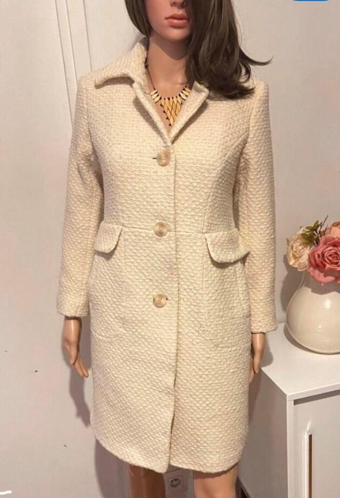 Mantel coat beige DKNY xs, Kleding | Dames, Jassen | Winter, Ophalen of Verzenden, Zo goed als nieuw, Maat 34 (XS) of kleiner