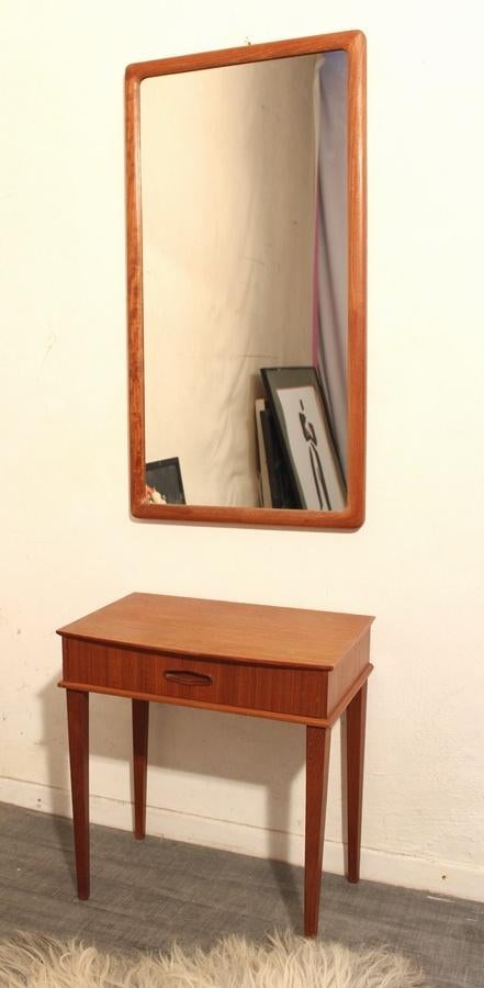 Deens vintage design teakhouten vintage spiegel in teak, Gebruikt, -, -, Ophalen of Verzenden