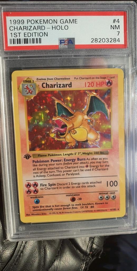 Shadowless 1st Edition Charizard PSA 7, Hobby en Vrije tijd, Verzamelkaartspellen | Pokémon, Ophalen, Zo goed als nieuw
