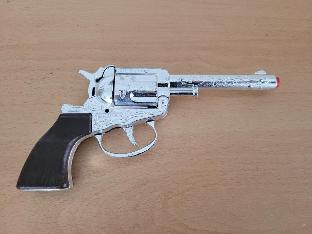 Zilverkleurig speelgoedpistool, cowboy revolver, Ophalen of Verzenden, Gebruikt, Jongen of Meisje