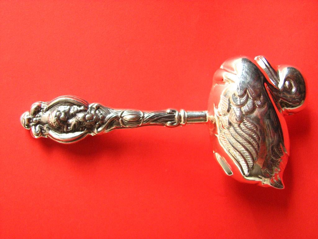 Prachtige Driedimensionale geheel zilveren Rammelaar - Eend, Antiek en Kunst, Verzenden, Zilver