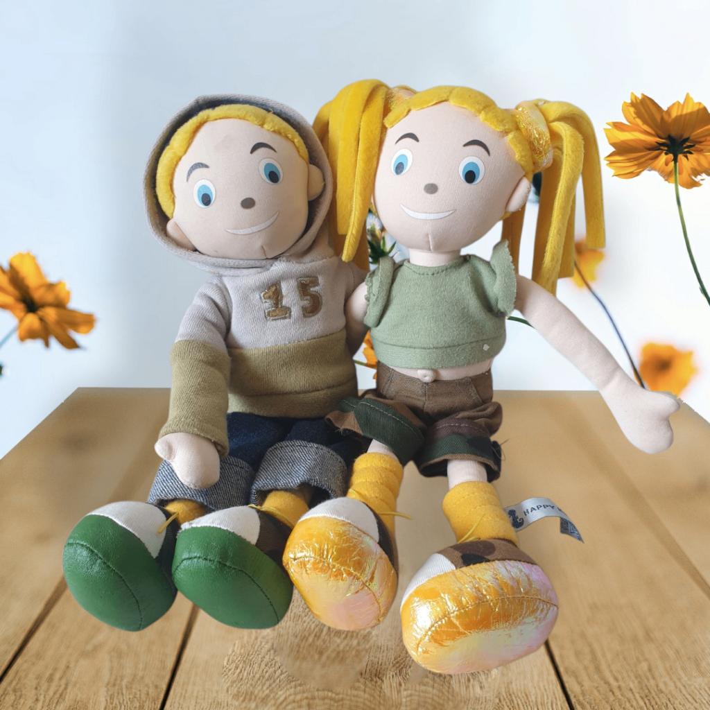 Vintage Happy Horse knuffel poppen jongen & meisje set 0304, -, Happy Horse, -, Overige typen