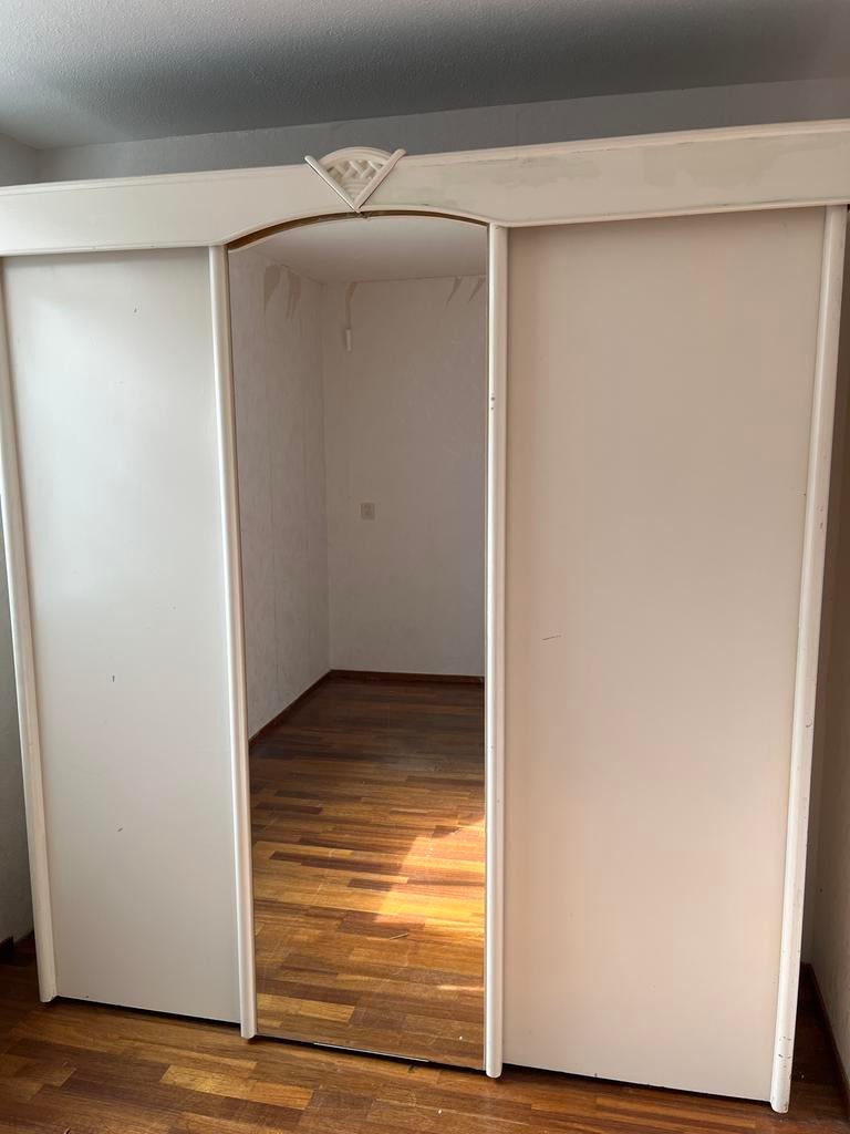 Witte kledingkast met spiegel en schuifdeuren, Ophalen, Gebruikt, 200 cm of meer, 150 tot 200 cm