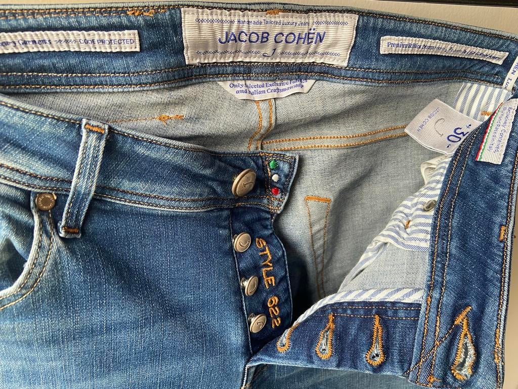 Jacob Cohen broek heren - Stijlvolle jeans, Ophalen of Verzenden, Zo goed als nieuw, Blauw, W32 (confectie 46) of kleiner