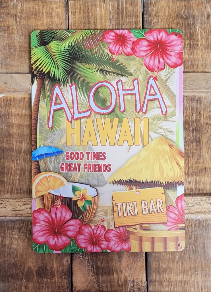 Aloha Hawaii Tiki Bar reclamebord van metaal wandbord deco, Info@deconoord.nl, Deco Noord, Nieuw, Ophalen of Verzenden