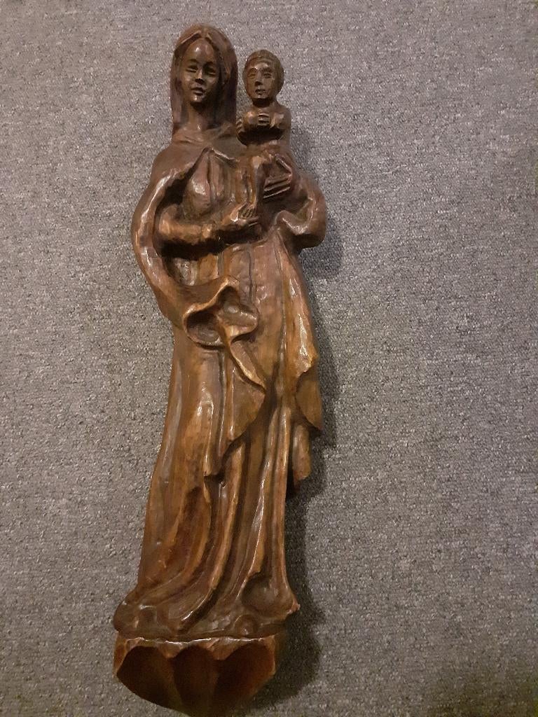 Mariabeeld houtsnijwerk, Ophalen of Verzenden, Handgemaakt, 20 - 50 cm, Beeld