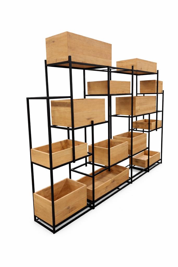 Industriëlen roomdivider / kast / staal & eiken, Ophalen, Zo goed als nieuw, 200 cm of meer, Eikenhout