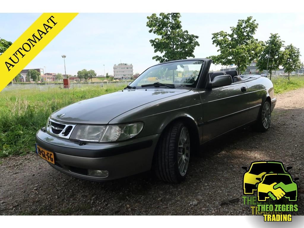 Saab 9-3 Cabrio 2.0t SE Design Edition (bj 2001, automaat), Auto's, Oldtimers, Zwart, 4 stoelen, Zilver of Grijs, Saab