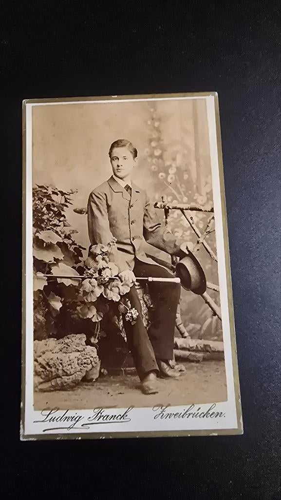 Antieke Foto: Jonge Man, Ludwig Franck Zweibrücken, Ophalen of Verzenden