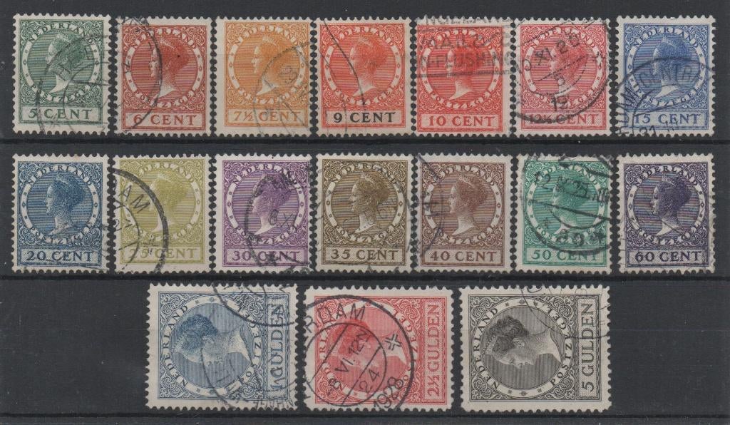 149-165 gebruikt (Wilhelmina "Veth" inclusief hoge waarden), Postzegels en Munten, Postzegels | Nederland, Ophalen of Verzenden