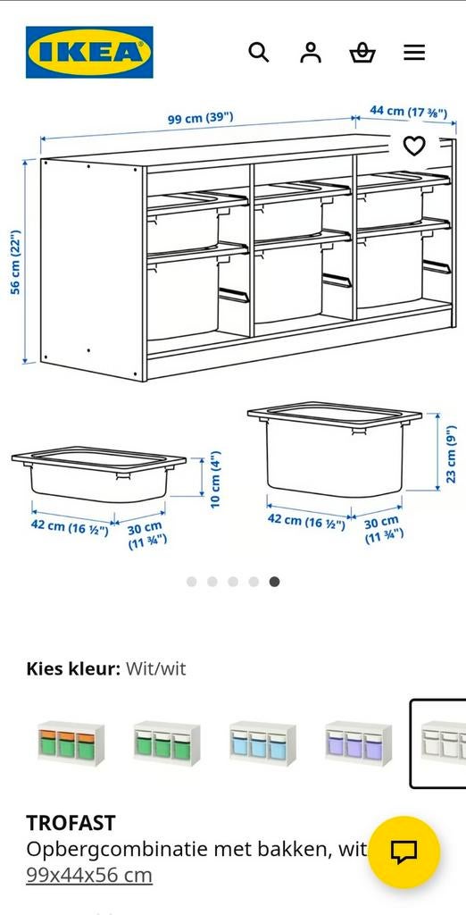 IKEA TROFAST Opbergcombinatie met bakken, wit, Ophalen, Gebruikt, 5 laden of meer, 50 tot 100 cm