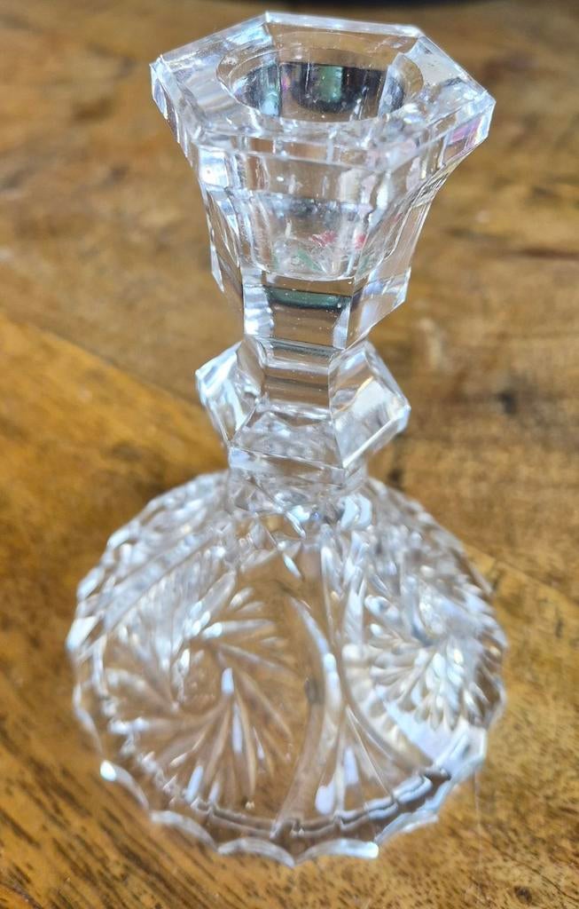 Vintage lood kristallen kandelaar, Ophalen of Verzenden