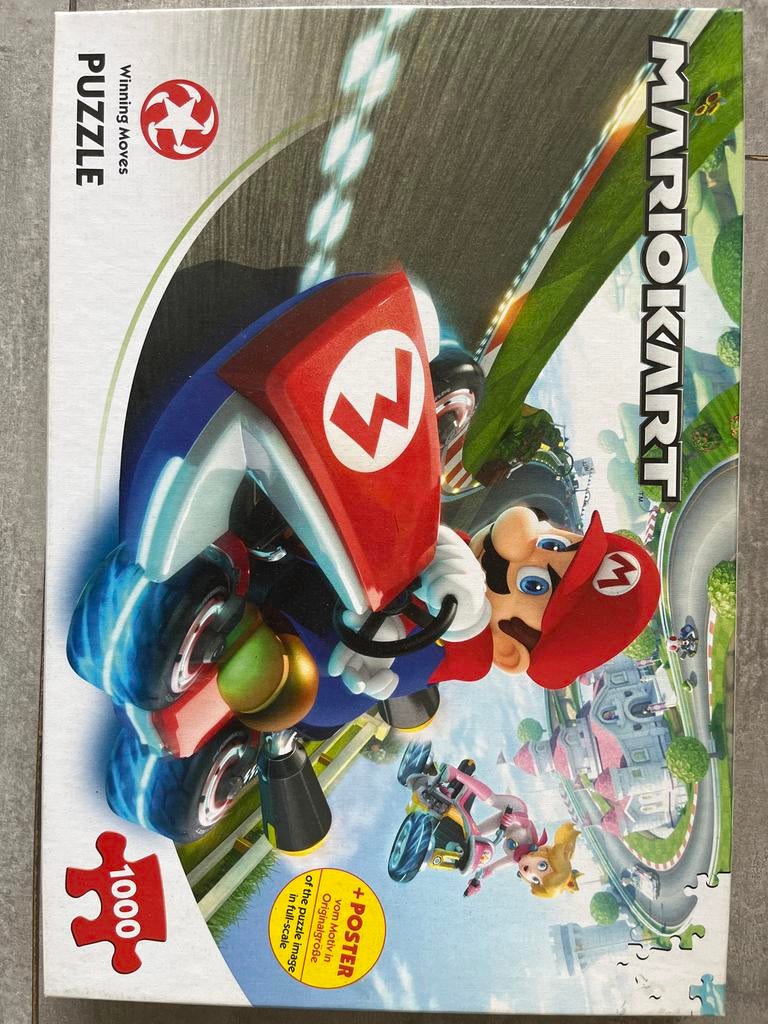 Mario Kart puzzel 1000 stukjes, Ophalen of Verzenden, 500 t/m 1500 stukjes, Zo goed als nieuw, Legpuzzel