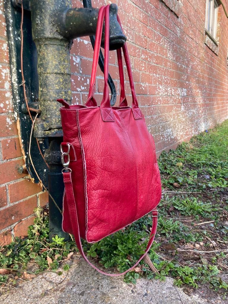 Rood leren dames schoudertas Vera Pelle, Ophalen, Zo goed als nieuw, Info, Info