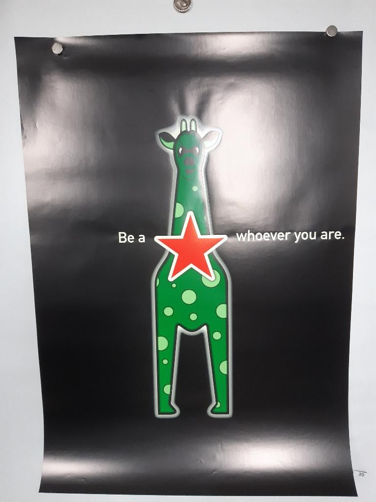 Originele poster Heineken Bier Be A STAR Giraffe, Rechthoekig Staand, Verzenden, Zo goed als nieuw, A1 t/m A3