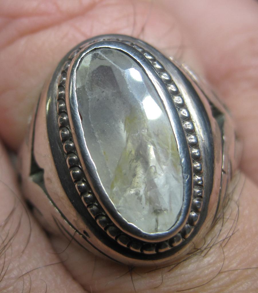 Saffier %100 natuurlijk ring ca1940 12 krt saffier zeldzaam, Ophalen, Zilver, Ring, Met edelsteen