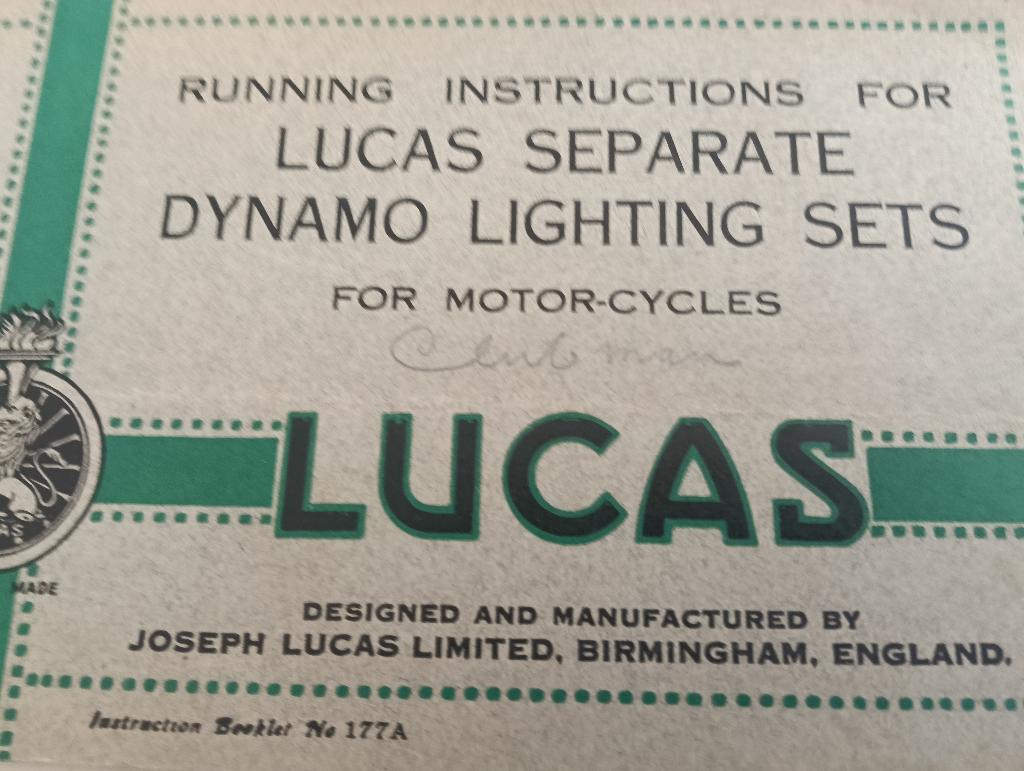 +-1930 Lucas separate dynamo lighting sets forotorcycles, Ophalen of Verzenden