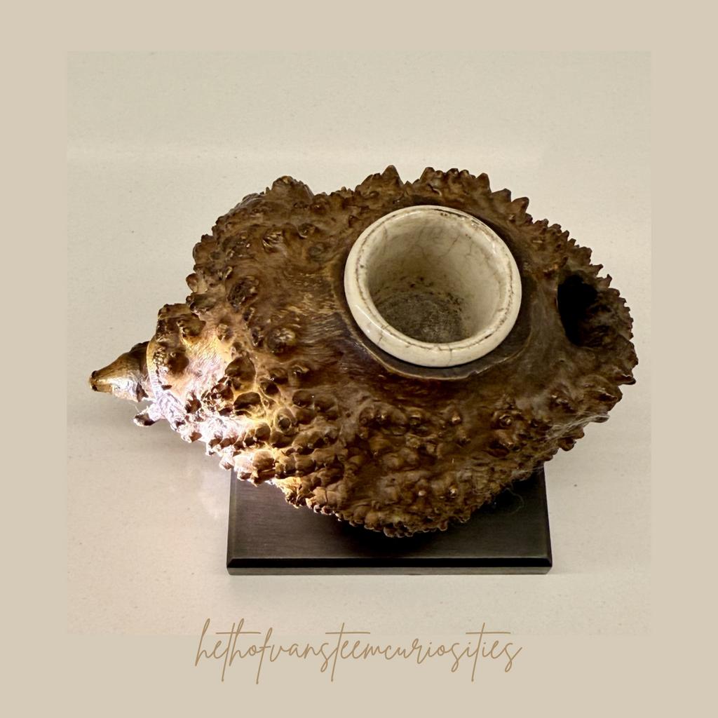 Zoomorfe Naturalia Sculptuur met 19e-eeuwse Inktpot, Antiek en Kunst, Curiosa en Brocante, Ophalen of Verzenden