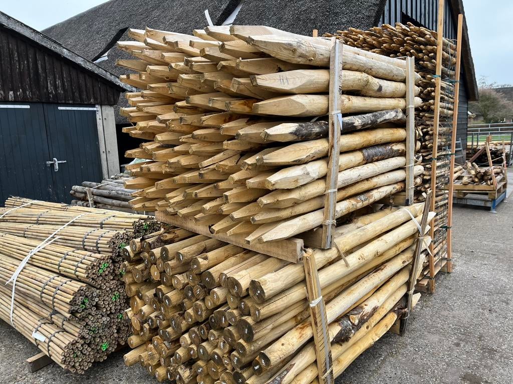 Kastanje palen schutting afrastering schaduwdoek zonnedoek, Ophalen of Verzenden, Nieuw, Palen