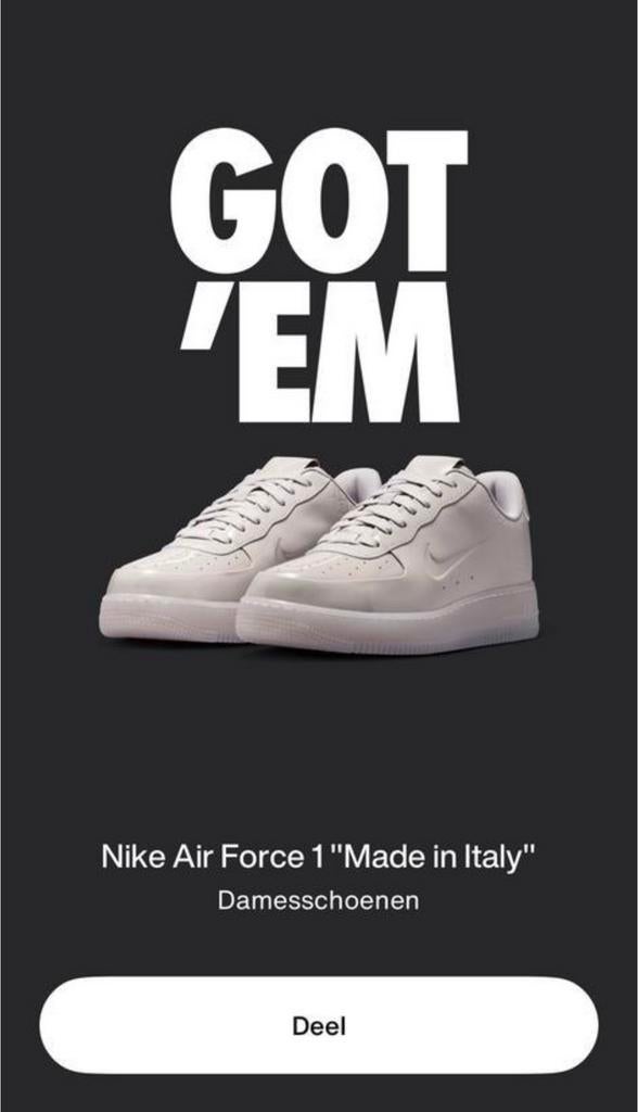Nike Air Force 1 Low Made in Italy Grey!! Maat 40, Nieuw, Ophalen of Verzenden, Sneakers of Gympen, Grijs