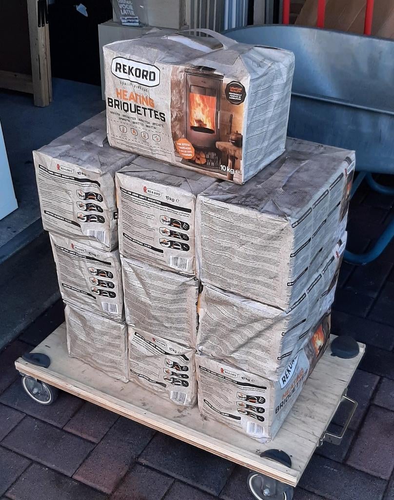 10 pakken bruinkool briketten REKORD, Tuin en Terras, Haardhout, Ophalen