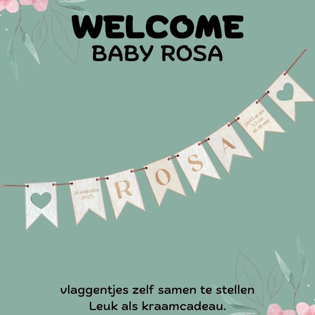geboorte vlaggetjes cadeau baby, Kinderen en Baby's, Kraamcadeaus en Geboorteborden, Ophalen of Verzenden, Nieuw, Kraamcadeau