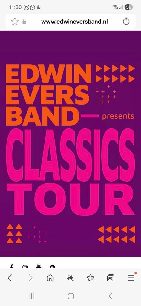 Te koop 5 Kaarten Edwin Evers Band 22 mei Nijverdal, Ophalen