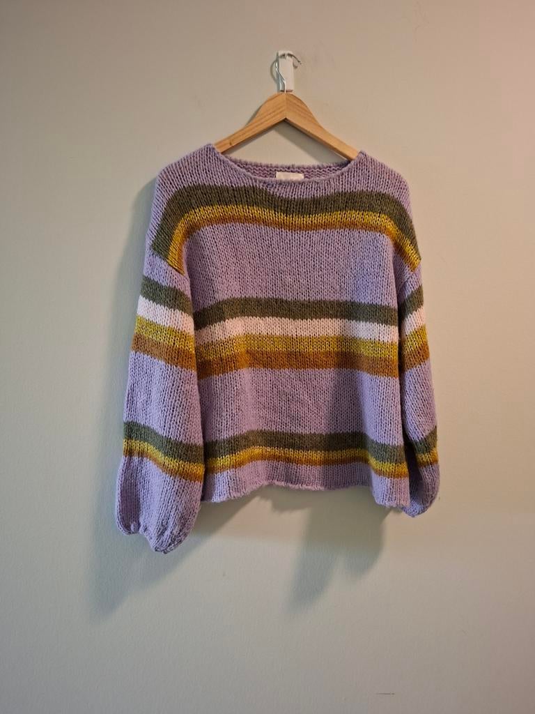 Numph trui wol/alpaca met glitter en pofmouwen - Maat S, Kleding | Dames, Maat 38/40 (M), Paars, Ophalen of Verzenden, Zo goed als nieuw