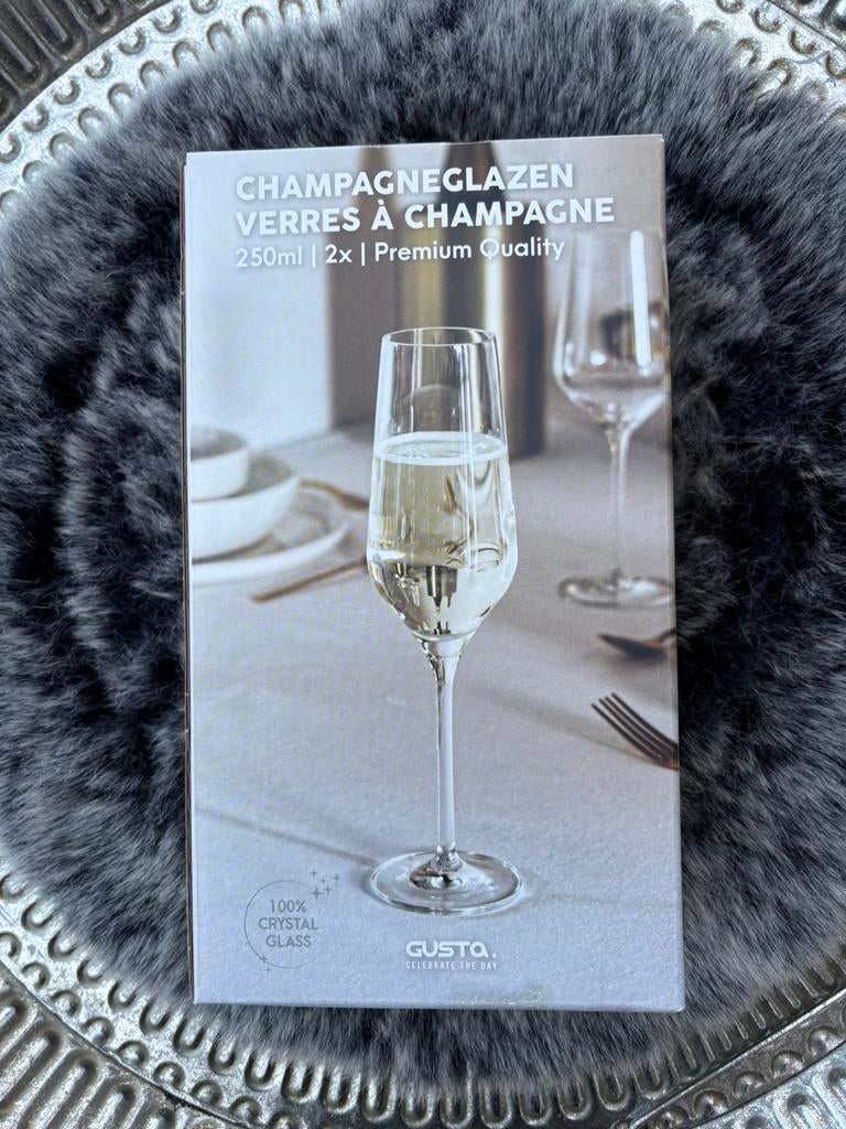 Gusto Champagneglazen 2 stuks nieuw, Verzamelen, Ophalen of Verzenden, Zo goed als nieuw, Overige typen