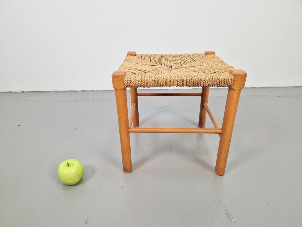 Vintage Deens kruk rope stool beuken mid century ’60 Denmark, N, Ophalen of Verzenden, N, Hout