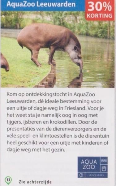AquaZoo Leeuwarden kortingsbon, Tickets en Kaartjes, Drie personen of meer, Kortingskaart