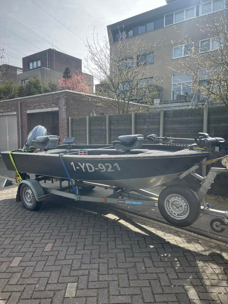 Siegersma visboot met Yamaha 40pk,Pega trailer,lowrance 9ti, Ophalen, Gebruikt, Aluminium, 30 tot 50 pk