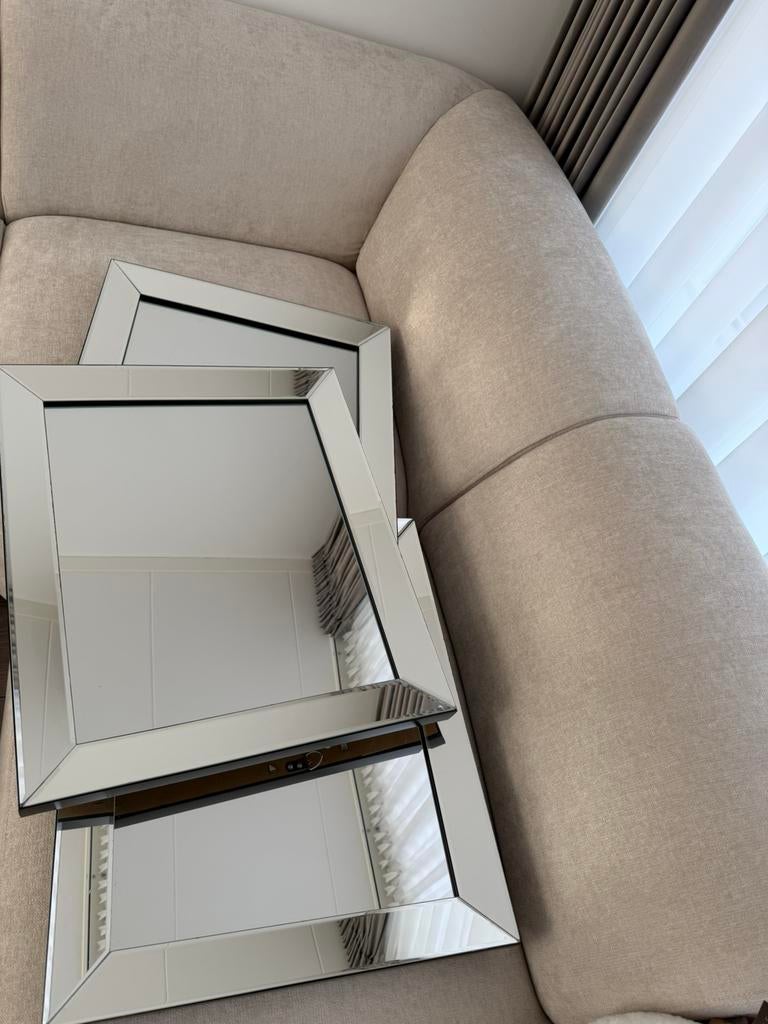 Eric kuster style grote spiegels zilverkleurig, Ophalen, Zo goed als nieuw, Minder dan 100 cm, Rechthoekig