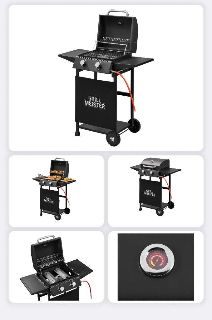 Nieuwe Grillmeister Gasbarbecue (2-pits) + Waterdichte Hoes, Ophalen of Verzenden, Nieuw