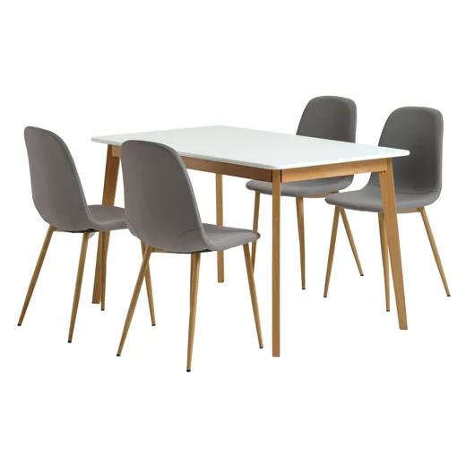 JYSK eettafel + 4 stoelen / witte eettafel, Ophalen, Zo goed als nieuw, Rechthoekig, 50 tot 100 cm