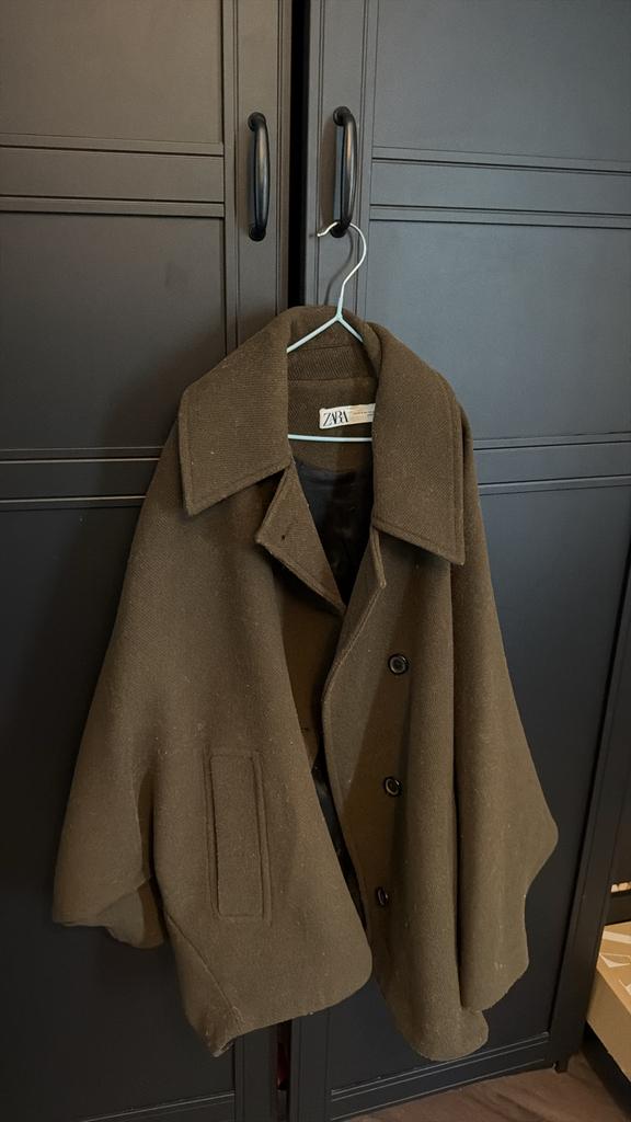 Zara wollen oversized jas groen XS/S, Ophalen of Verzenden, Zo goed als nieuw, Maat 36 (S), Groen
