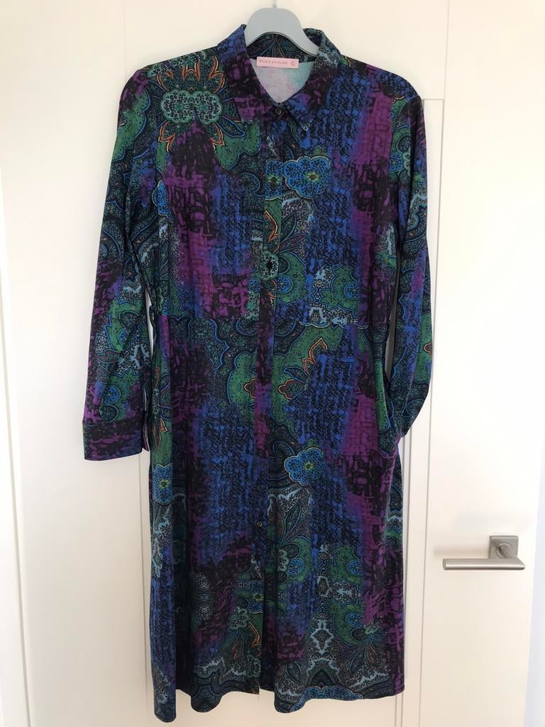 STUDIO ANNELOES- jurk mt xl, doorknoop, lange mouw, STUDIO ANNELOES, Blauw, Maat 46/48 (XL) of groter, Ophalen of Verzenden