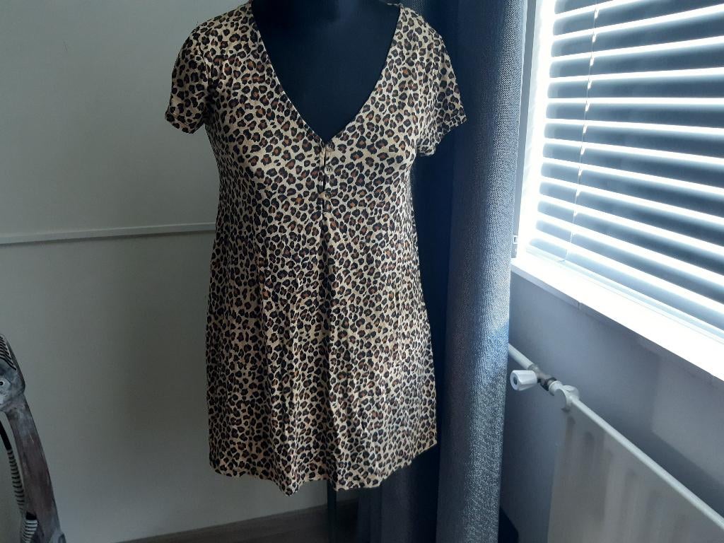 zgan panterprint shirt/tuniek Pull&Bear mt L, Bruin, Maat 42/44 (L), Ophalen of Verzenden, Zo goed als nieuw