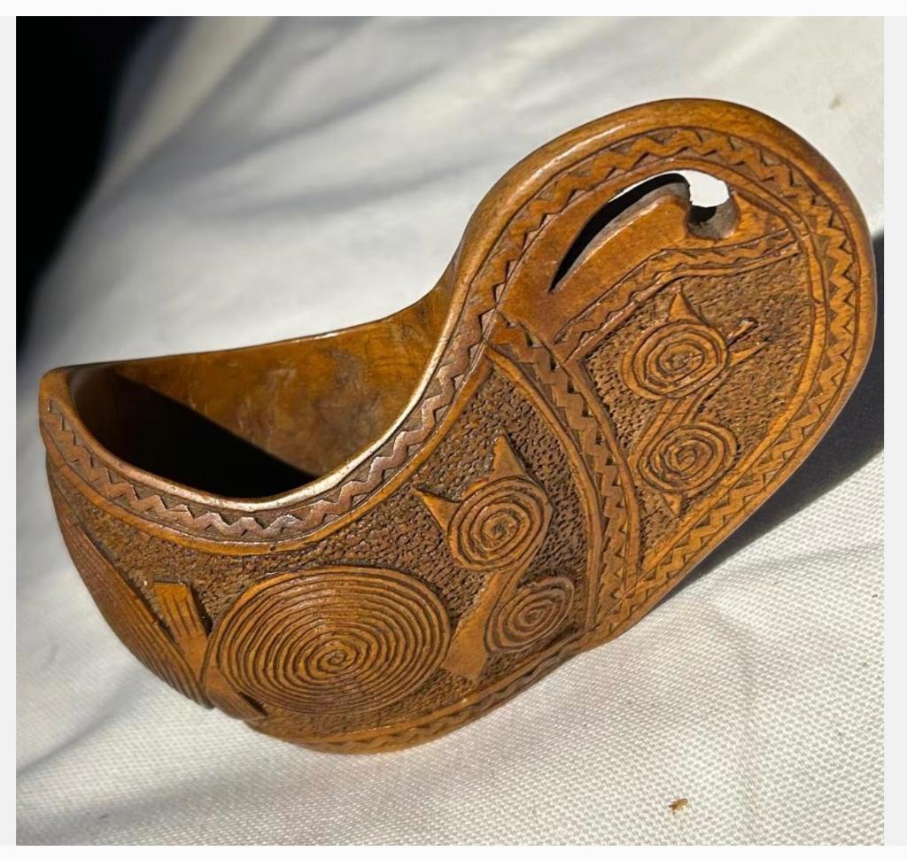 Vintage handgesneden houten huwelijks beker, Antiek en Kunst, Ophalen of Verzenden