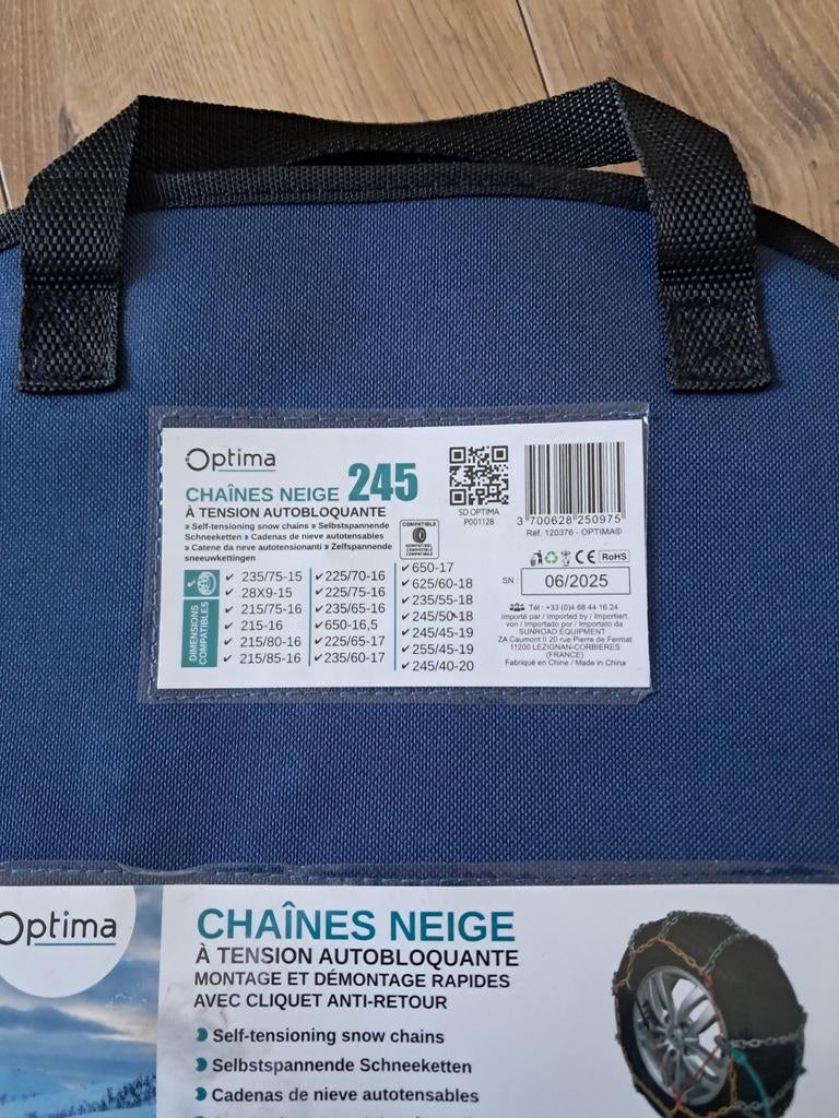 Optima zelfspannende sneeuwkettingen 245, Auto diversen, Sneeuwkettingen, Ophalen of Verzenden