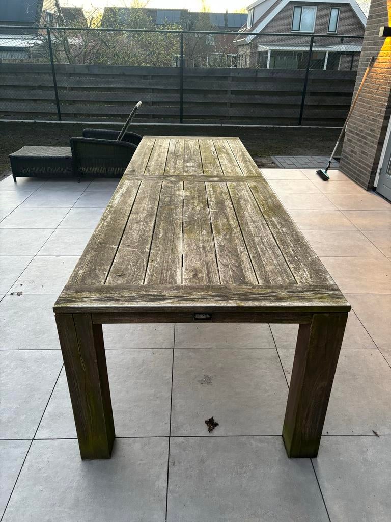 Hardhouten tuintafel 3,20 x 1,00 mtr., Ophalen, Gebruikt, Rechthoekig, Hout
