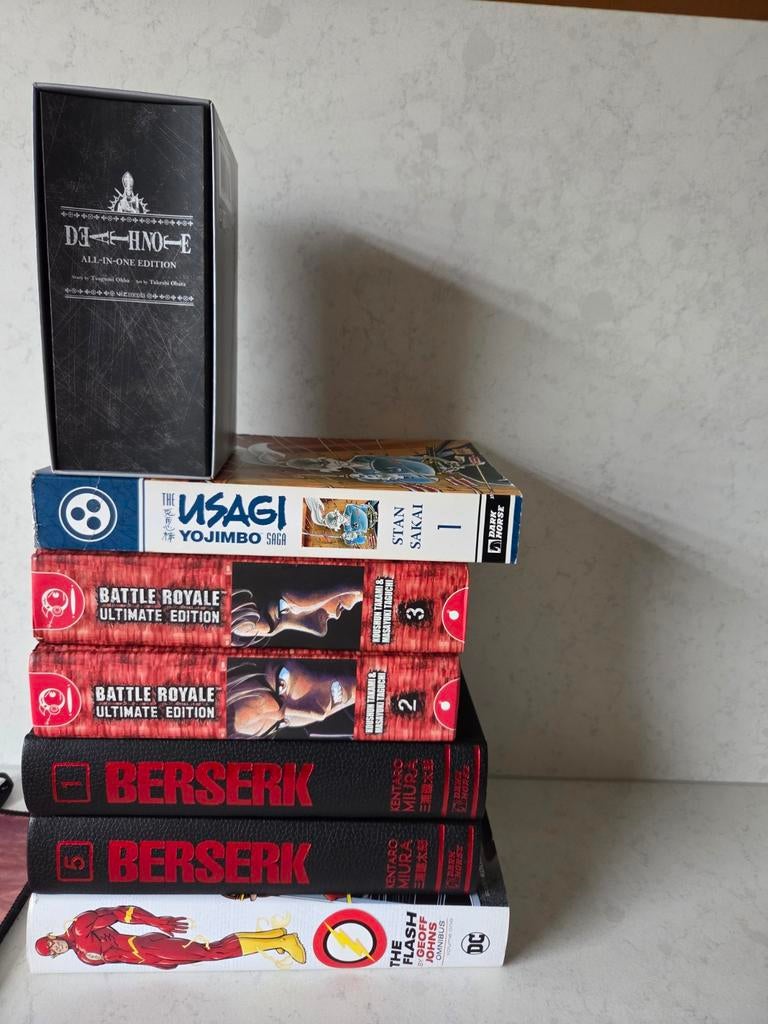 Deathnote compleet + Flash omnibus + Berserk + Battle Royal, Boeken, Complete serie of reeks, Ophalen of Verzenden, Gelezen, Europa