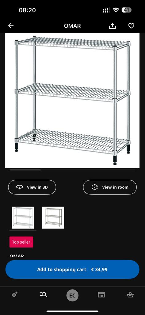 IKEA OMAR stellingkast, Ophalen, Gebruikt