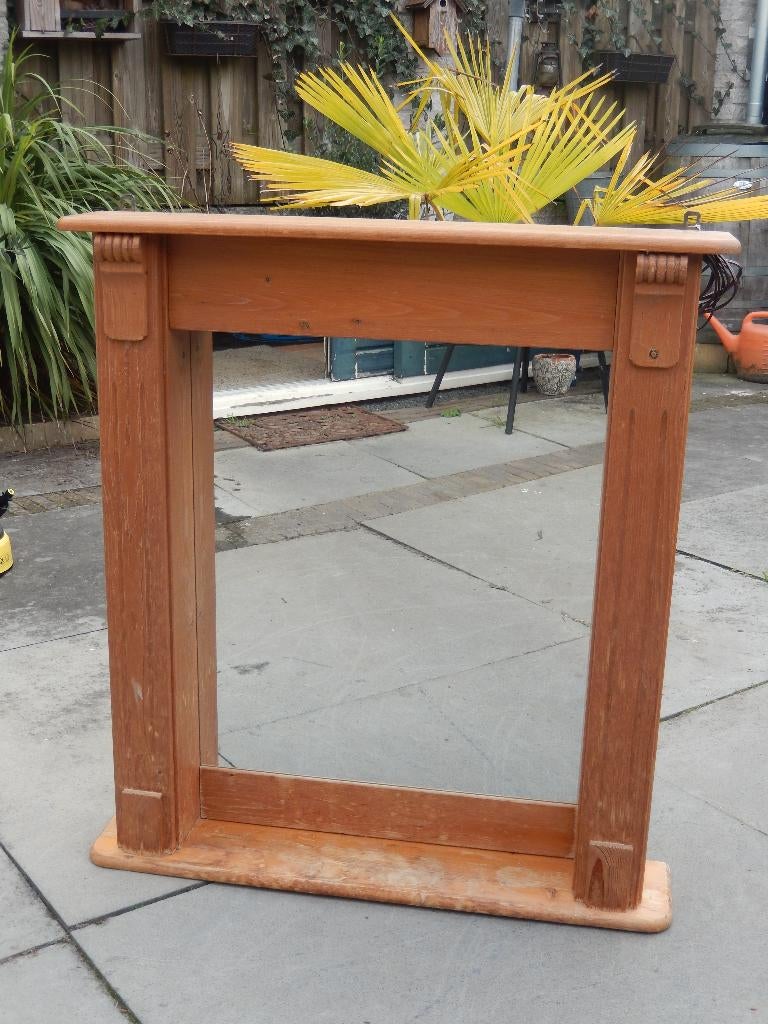 Vintage koofspiegel grenen incl. verlichting, Ophalen of Verzenden