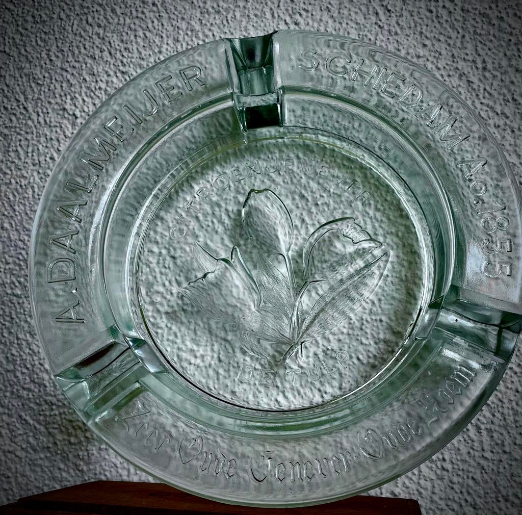 Glazen asbak A Daalmeijer.Schiedam citroenjenever de tulp, Ophalen of Verzenden