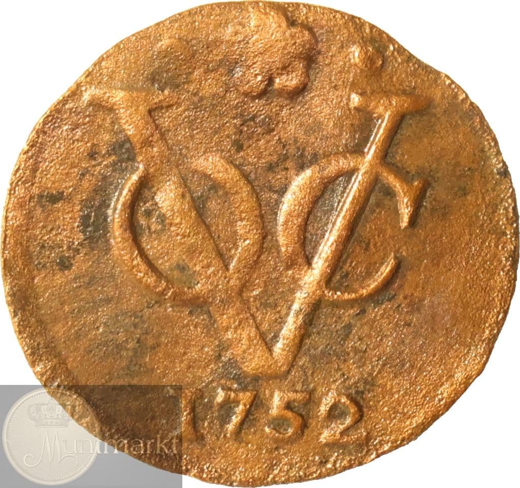 V.O.C. - Holland - ½ Duit 1752, Ophalen of Verzenden, Vóór koninkrijk, Overige waardes, Losse munt