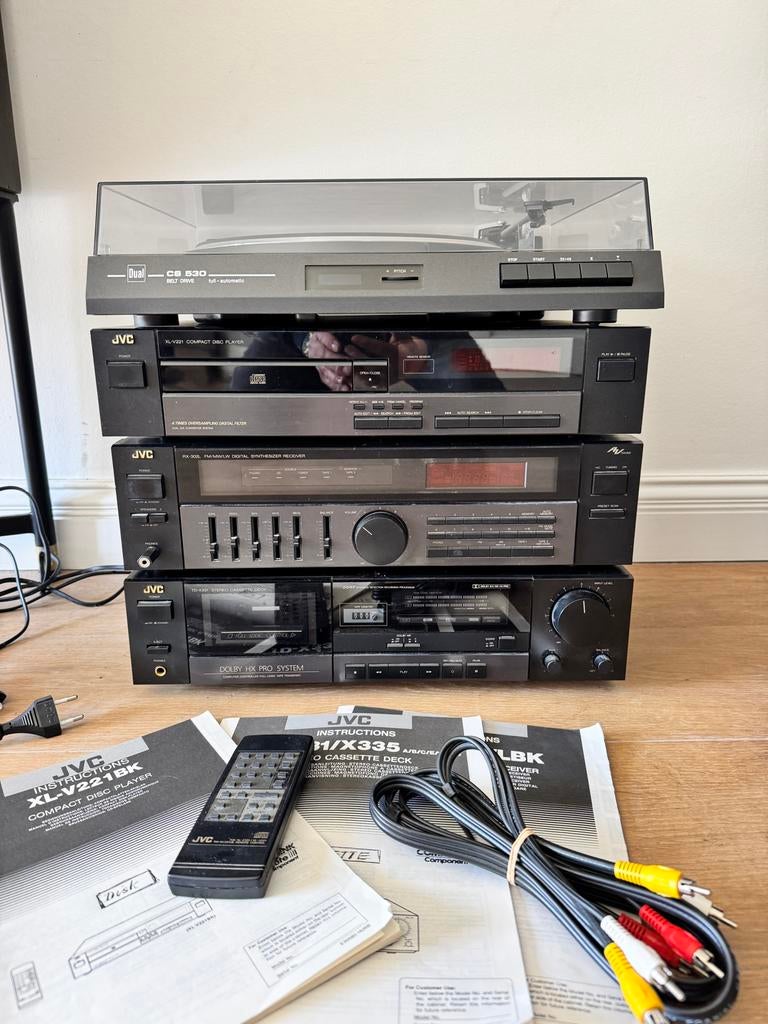 JVC stereo-set met Dual platenspeler, Gebruikt, Cassettedeck, JVC, Losse componenten